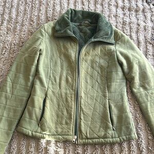 North face quilted jacket with furry soft lining, olive green, women’s petite s